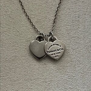 Tiffany & Co. Return to Tiffany Mini Double Heart Tag Silver Pendant Necklace